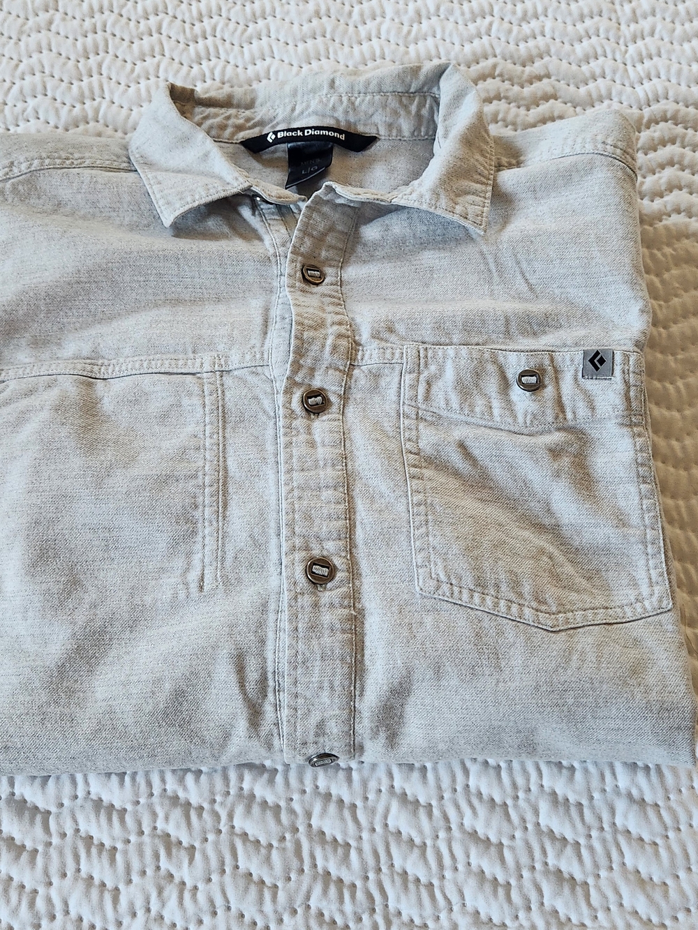Black Diamond Light Gray Button-Up Workshirt Size L